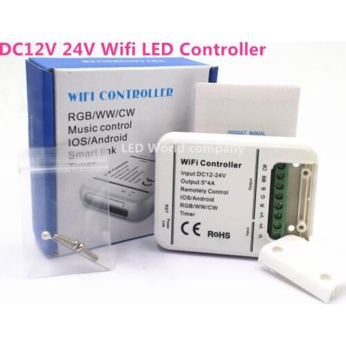 DC12V 24V Wifi LED Controller RGB/RGBW/RGBWW 16 Million Colors Music and Timer Mode Wifi Control by IOS/Android Smartphone