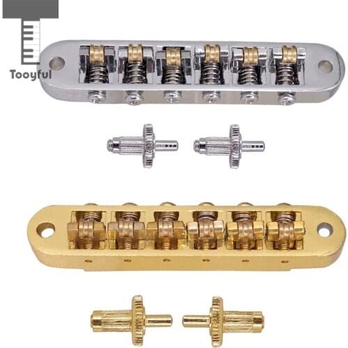 Tooyful Durable 1 Set Roller Saddle Locking Bridge with Studs for LP Electric Guitar Bridge