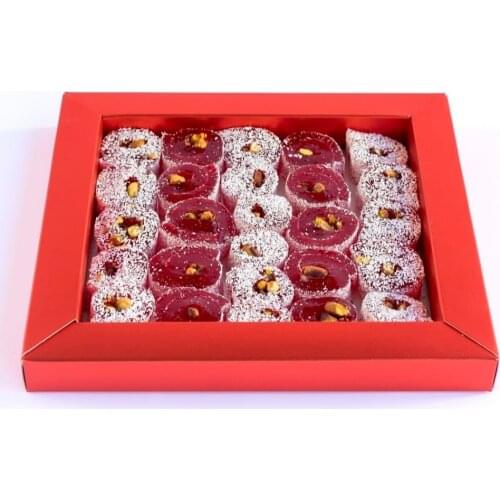 Traditional turkish delight. mixed wrapped Turkish delight with pomegranate flavor 500 gr