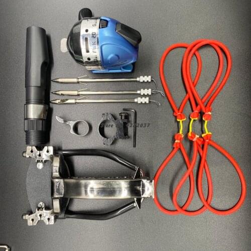 High Velocity Elastic Hunting Fishing Slingshot Shooting Catapult Bow Arrow Sling Shot Crossbow Bolt with Fishing Glasses Darts