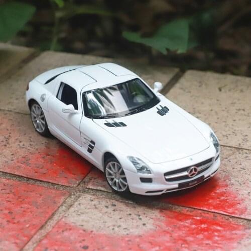 WELLY 1:24 Mercedes-Benz SLS AMG Alloy Luxury Vehicle Diecast Pull Back Cars Model Toy Collection