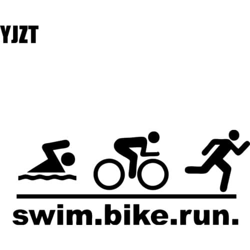 YJZT 17.8*7.1CM Triathlon Swim Bike Run And Sports Decor Car Sticker Vinyl Accessories Black Silver C12-0628