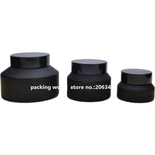 100G black glass cream jar with black cap for eye cream/serum/hair wax/essence/moisturizer/night cream cosmetic packing