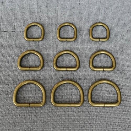 100 Pcs/Lot 15mm 20mm 25mm Bronze DIY Metal D Ring Mountaineering Bag Dog Collar Leash Belt Sewing Knapsack Accessories Straps