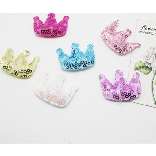 100pcs/lot sequin crown padded applique Crafts for headwear bag shoe garment DIY accessories