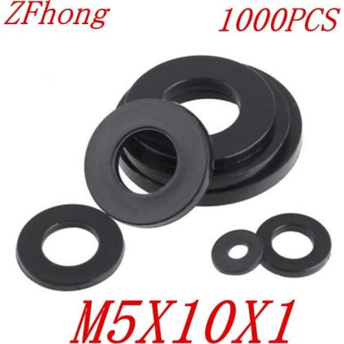 1000PCS M5*10*1 5mm Black flat nylon Washer