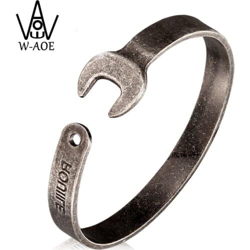 2020 New Design Punk Vintage Tools Wrench Cuff Bracelets & Bangles 316L Stainless Steel Motor Biker Bangle For Men Women Gift