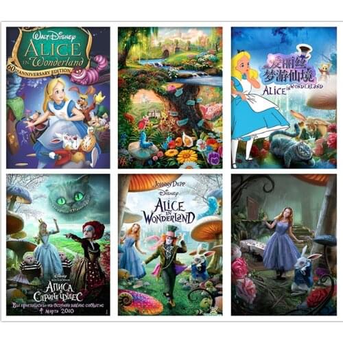 5D DIY Full Drill Diamond Painting Disney Movie Alice In Wonderland Diamond Mosaic Embroidery Cross Stitch Kits Home Decor Gift