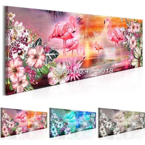 DIY Diamond Painting Cross Stitch Crafts 5D Drill Mosaic Home Decor Full Square Embroidery Colorful Flower Flamingo YG341