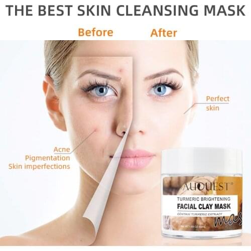 AUQUEST 50ml Face Mask Organic Natural Turmeric Mud Mask Anti Aging Moisturizing Whitening Pore Purifying Facial Mask TSLM2
