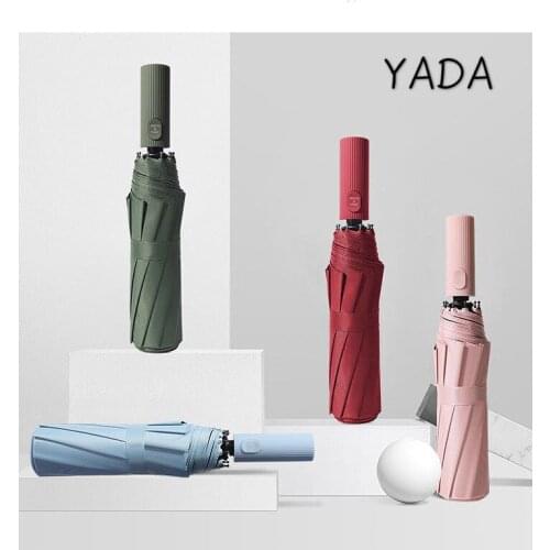 YADA 10 Bone Solid Color Automatic Umbrella Clear Folding Female Male Umbrellas For Man Women Rain Business Umbrella YS200046