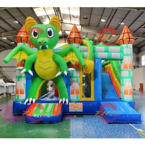 Free shipping to door,5.5x5x4m high quality bouncy castle dinosaur trampoline inflatable jumping castle with slide combo