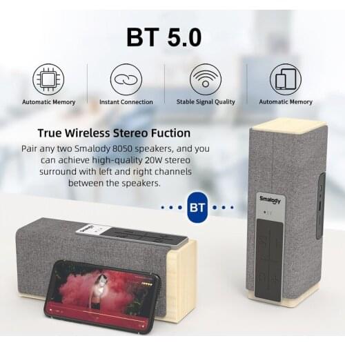 Bluetooth 5.0 Speaker 20W Portable TWS Wireless Stereo Bass Soundbox W/ TF Slot AUX Handsfree with Mic