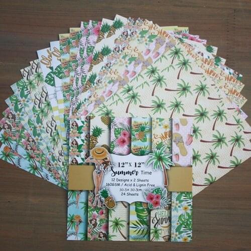 12inch 24sheets hot beach time Scrapbooking Pads Paper Origami Art Background Paper DIY Card Making gift wrapping Home deco