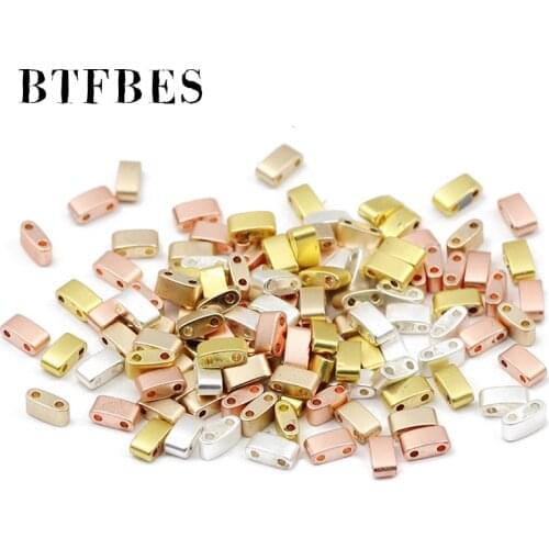 Two hole Rectangle Matte Gold Silvers Hematite Natural Stone Spacers Loose Beads For Charm Jewelry bracelets Making Diy 5x2.5mm