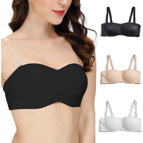 Vgplay Strapless Bra Push Up Bras for Women Convertible Multiway Lingerie Black Full Cup Underwear Removable Padded Bralette