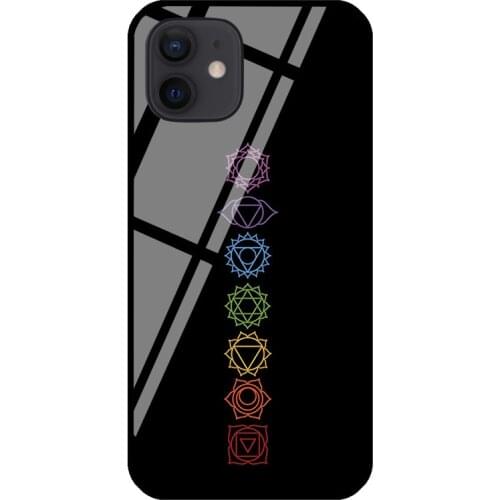 Zen Rainbow Chakras Aligned Yoga Lover Tempered Glass Case For iPhone 11 12 Pro MAX XS XR X 7 8 Plus SE Phone Back Cover Shell