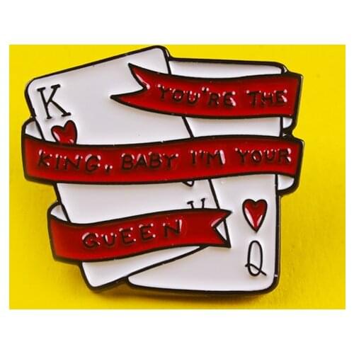 Punk Playing Cards Red Banner Accessories Metal Pin Brooch Clothes Lapel Pin Icons Gift Anime Decoration Pin Badges Decoration