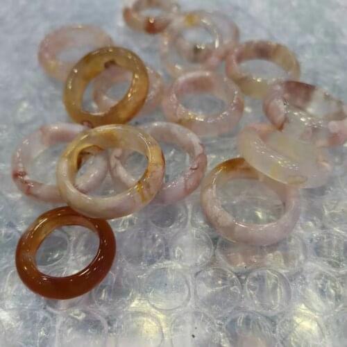 Natural agate ring ring, each unique cherry blossom romantic ice and beautiful flowers can be designed for multi-purpose