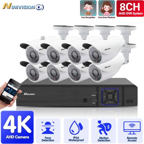 NINIVISION Video Surveillance Kit 4K HD DVR CCTV System For Home Security 4K 4/8Pcs AHD Camera Video Surveillance Set with 1TB