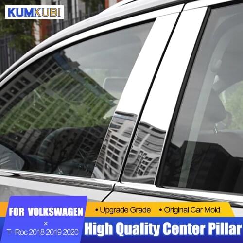 KUMIKUBI For Volkswagen TROC T-Roc 2018 2019 2020 Stainless Steel Window Trims Center Pillars B + C Pillar Covers 6Pcs