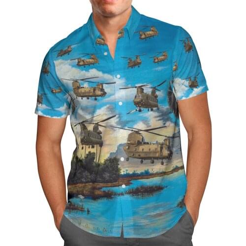 Helicopter 3D Printed Summer Breathable Hawaiian Beach Shirt Fashion Streetwear Short Sleeve Shirt Oversized Top Camisa Hombre
