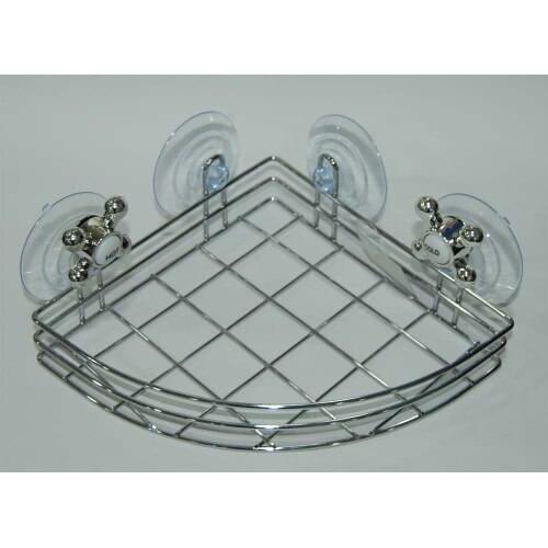 Bathroom Corner Metal Suction Cups Rack 28092S