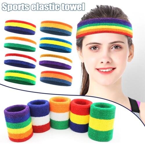 Hot Sale Sweatbands Colorful Headband Wristband Elastic Athletic Sweat Absorbing Sweatband for Men and Women NOV99