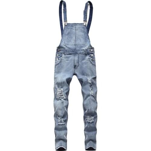 Mens Denim Bib Suspender Mens Jeans New Pants Men Clothes Jeans Ripped Men Streetwear Hip Hop Ropa De Hombre 2020