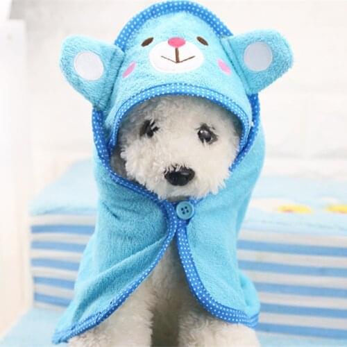 Soft Pet Dogs Cat Shower Towel Cute Cartoon Animal Bathrobe Bathing Towel Blanket For Teddy Small Dogs Puppy Washing Accessories