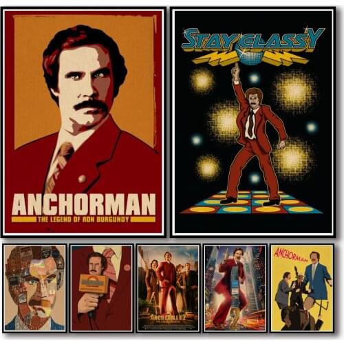 19 Designs Anchorman The Legend of Ron Burgundy Kraftpaper Poster Artwork Fancy Wall Sticker for Coffee House Bar A3