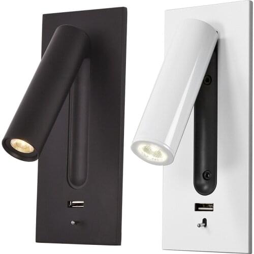 With USB Charger Switch Wall Lamp LED Interior Decoration Bed Headboard Wall Lamp Reading Lamp Hotel Bedside Wall Lamp Lighting