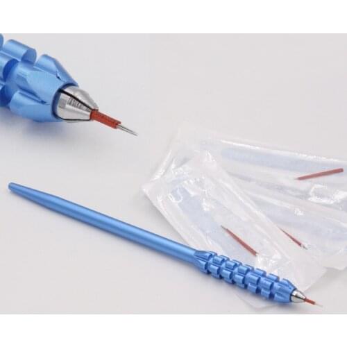 2016 new design semi permanent makeup manual tattoo pen witth 10pcs microblading blades for eyebrow makeup free shipping