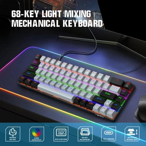 2021 New V800 Ultra-Compact 68 Keys Mechanical keyboard Dual-color RGB LED Backlight For PC Notebook