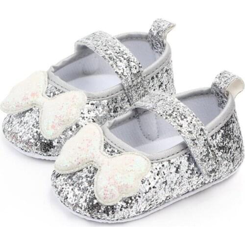 Autumn Baby Girl First Walkers Anti-Slip Casual Walking Shoes Sequin Bow Design Sneakers Soft Soled