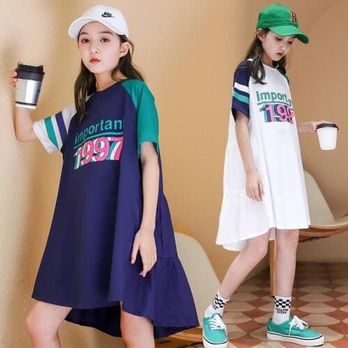 Girl Dresses Girls Summer Clothes Short Sleeve Dress 2021 New Childrens Clothing Kid Fashion Korean Loose Casual Princess Dress