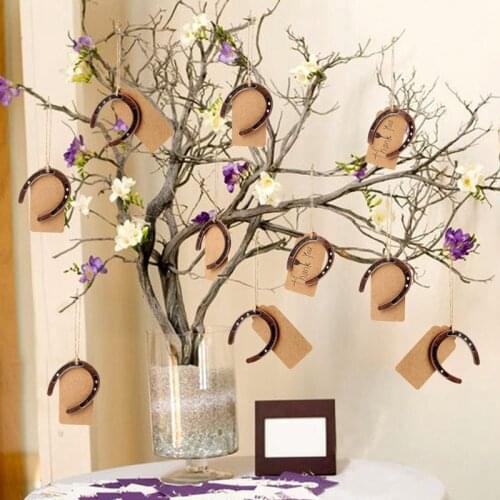 LIXF 10Pcs Good Lucky Horseshoe Wedding Favors with Kraft Tags Rustic Horseshoe Gifts for Vintage Wedding Party Decorations