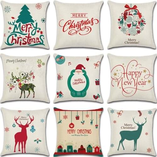 Merry Christmas Santa Claus Dog Letter Cushion Cover Xmas Ambience Square Decorative Throw Pillow Case Sofa Home Decor almofadas