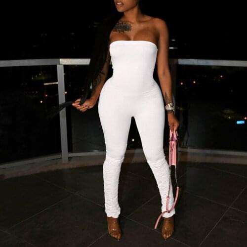 Sexy Off Shoulder Wrap Bust Womens Stretch Jumpsuits Fashion Solid Color Long Romper Summer New Casual Oufit Plus Size