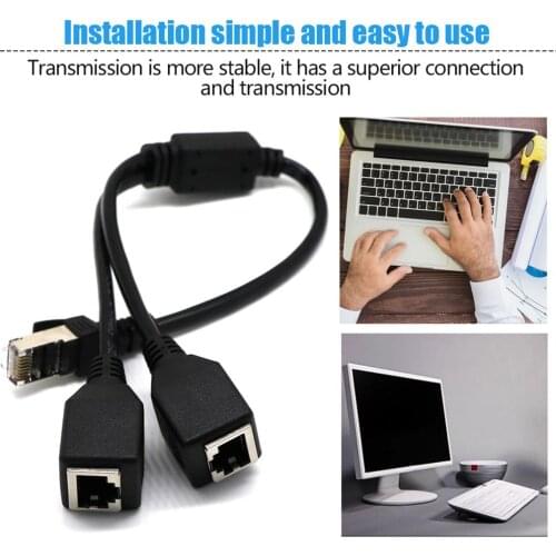 RJ45 Network Splitter Adapter Cable 1 Male to 2 Female Socket Port LAN Ethernet Network Splitter Y Adapter Cable