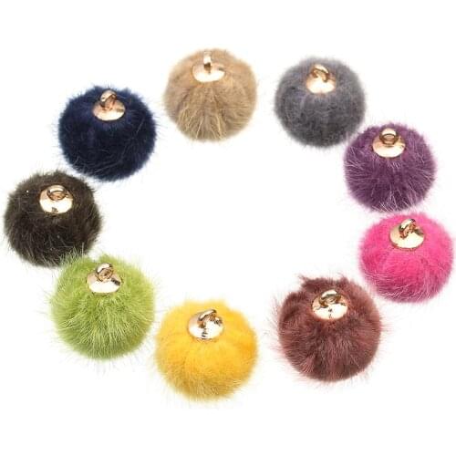 Pompom Balls Fur Ball Charms Furball Fit Earring Necklace Bracelet Pompon Ball Beads Pendant For DIY Jewelry Making Findings