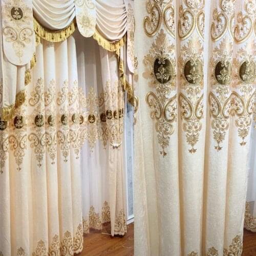 Luxury European Curtains for Living Room Velvet Curtains Sheer Gold Print High Shading Window Curtains for Dining Room Bedroom