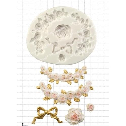 Silicone Mould Custom Section Rosette Ribbon Ribbon European Style Cake Cup Mold Square Candy Mold Silicone Rubber PRZY No.s8008