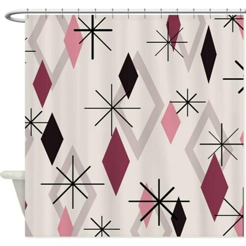 Mid Century Modern Diamonds Shower Curtain