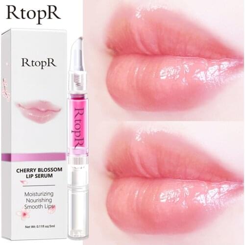 RtopR Cherry Blossom Moisturizing Lip Gloss Fades Lip Fine Lines Essence Lip Mask Chapped Peeling Repair Beauty Care Cosmetics
