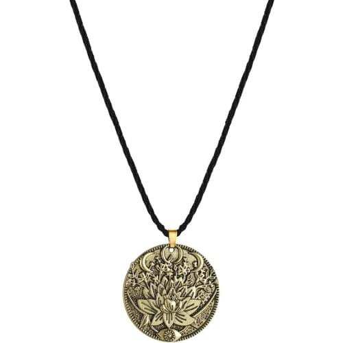 Vintage Viking Style Necklace Holiday Gift Mens Necklace Alloy Material Pirate Style Slavic Lotus Pendant Necklace
