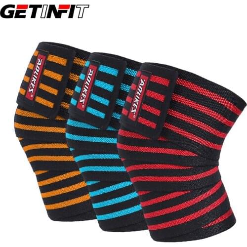 1PCS 180*8CM Fitness WeightLifting Leg Knee Compression Straps Wraps Elastic Bandages Poverlifting Squats Training