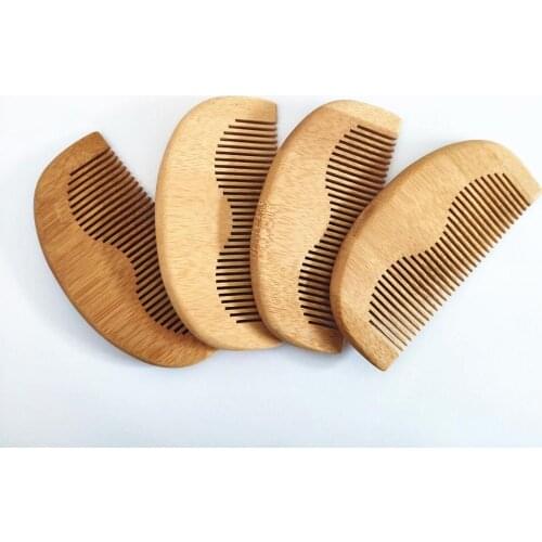 1PCS New Style Bamboo Wood Pocket Beard Comb Black Small Peach Wood Hair Brush Comb Make Up Tool For Men