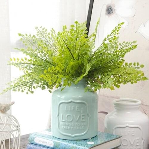 1 PCS Plastic Green Plants Artificial Fern Grass Bushes Flower For Home Office Decor Decorative Plant fake tree branch leaves