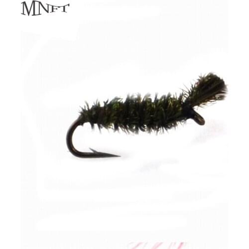 MNFT 10PCS 14# Malachite Green Larvae Lure Trout Dry Wet Fly Fishing Flies Nymphs
